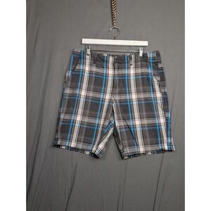 Urban Pipeline Men's Blue Gray Plaid Cargo Shorts - Size 36 W